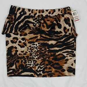 INC Animal Print Skirt 12 Nwt
